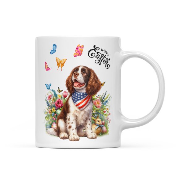 English Springer Spaniel Celebrates Spring and Enjoys a Happy Easter Mug Springers Dog Lover Gifts Coffee Tea Cup - 02001