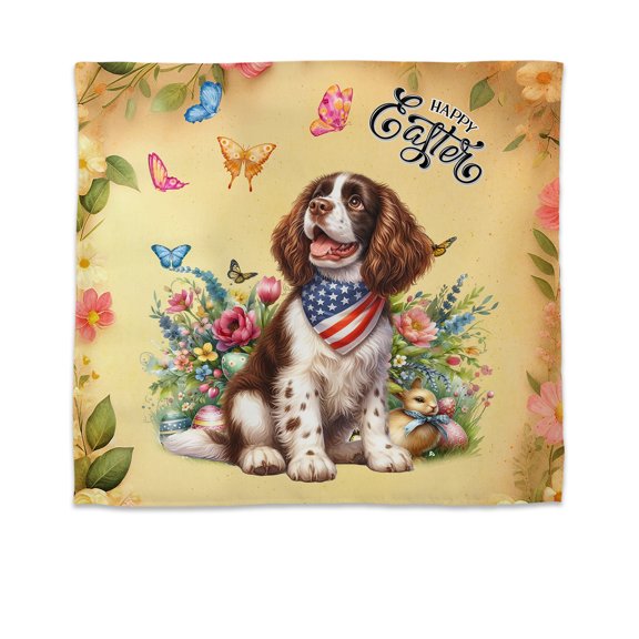 English Springer Spaniel Celebrates Spring and Enjoys a Happy Easter Tapestry Springers Dog Lover Gifts Wall Hanging Backdrop Home Decor - 02001
