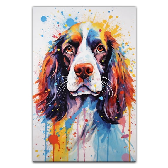 English Springer Spaniel Dog Art - Watercolor Style Wall, Home or Apartment Decor - Sweet Poster Print Gift for Puppy Lovers, Dog Lovers, Women, Girls, Kids, Baby Room, Nursery