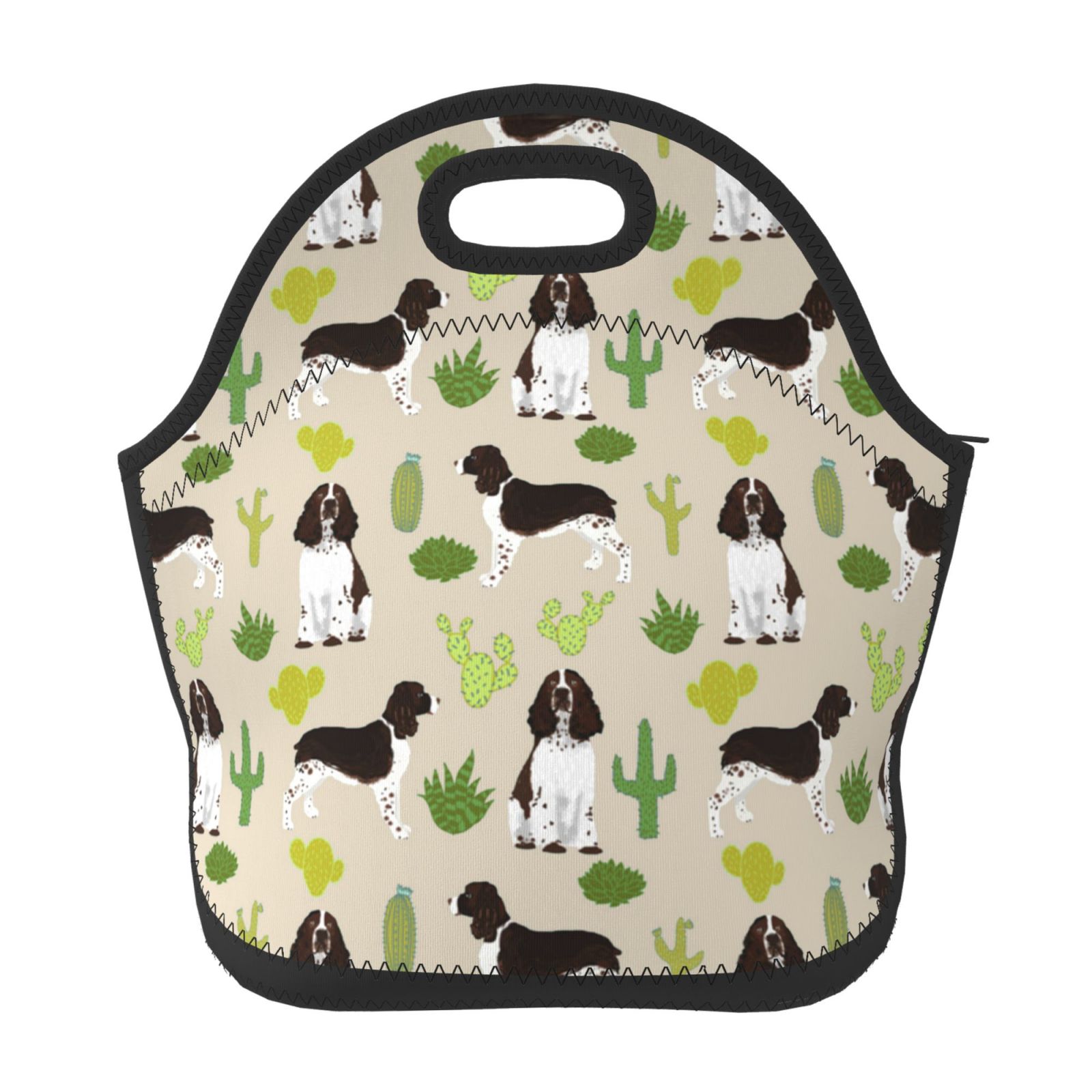 English Springer Spaniel Dog Cactus Dog, Neoprene Lunch Bag Durable