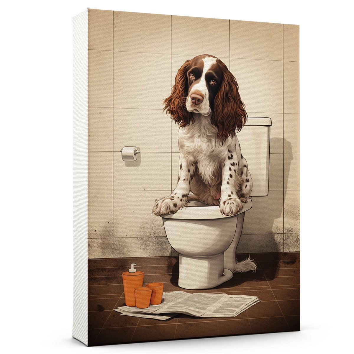 English Springer Spaniel Dog Canvas Wall Art for Bedroom Living Room ...