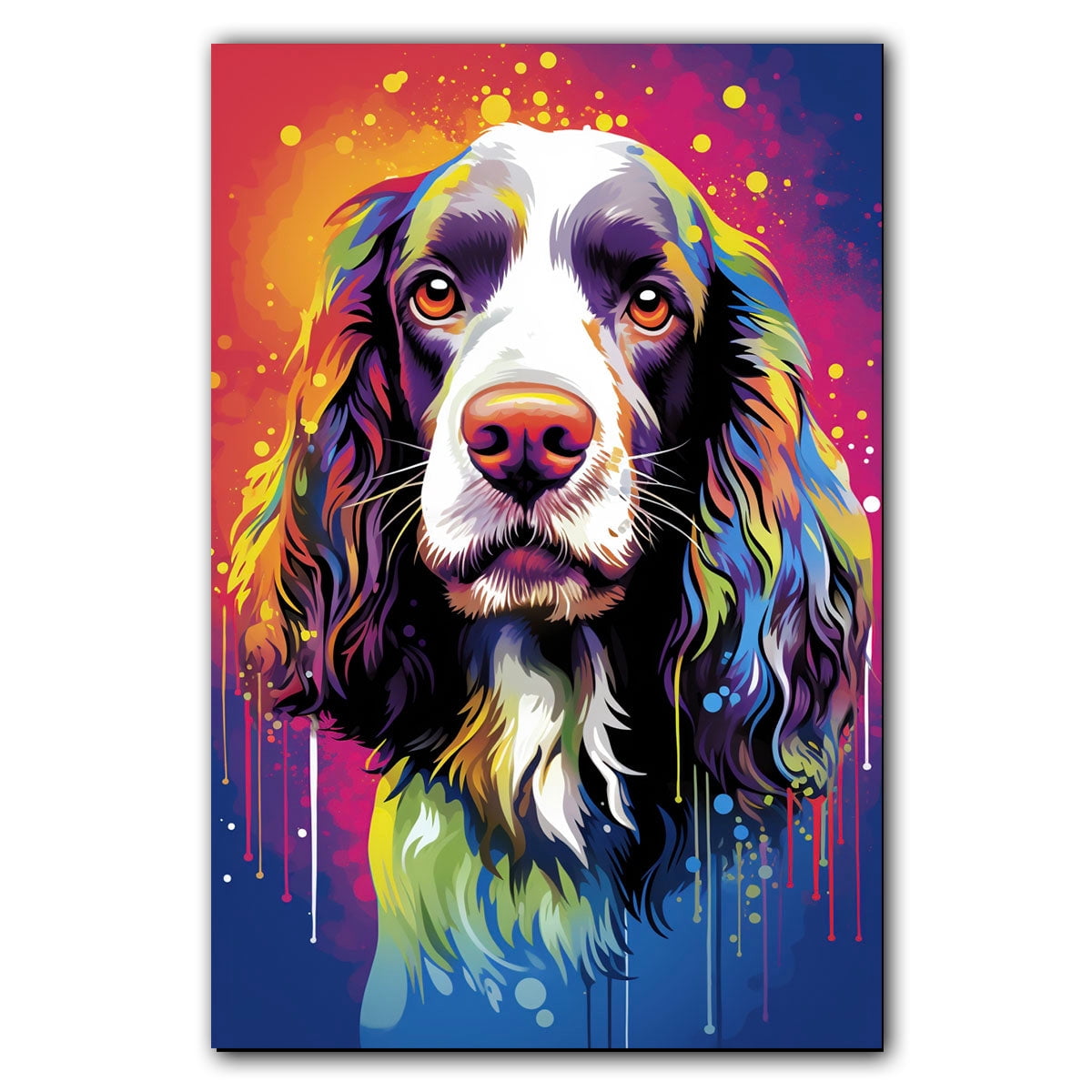 English Springer Spaniel Dog Canvas Wall Art Colorful Pets Graffiti ...