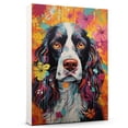 thumbnail image 1 of English Springer Spaniel Dog Flower Canvas Painting Colorfull Canvas Art Prints Bathroom Artwork for Wall Living Room Bedroom Bathroom Wall Art Framed Art Wall Decor 1 inch, 1 of 5