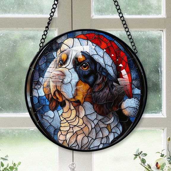 English Springer Spaniel Dog Ornament Christmas 2025 - English Springer Spaniel Dog Stained Glass SunCatcher for Window Christmas Tree, Dog Decor, Holiday, Xmas Gift