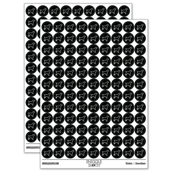 English Springer Spaniel Dog Outline 200+ Round Stickers - Black - Gloss Finish - 0.50" Size