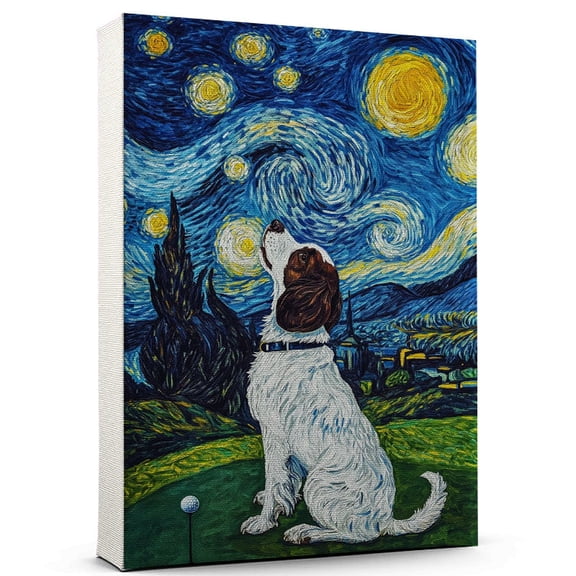 English Springer Spaniel Dog Playing Golf Canvas Sports Dog, Perfect for Animal Lovers, English Springer Spaniel Dog Canvas, Golf Canvas Wall Art for Rooms