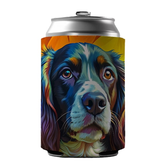 English Springer Spaniel Dog Pop Art Drink Beer Soda Insulated Sleeve Holder Can Cooler Hugger