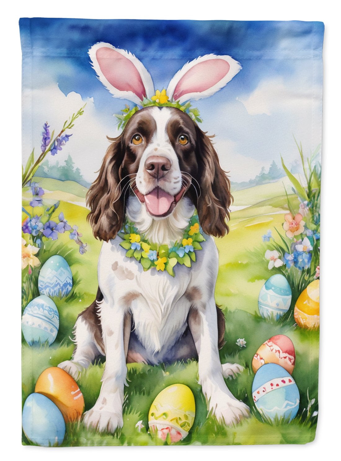 English Springer Spaniel Easter Egg Hunt Garden Flag 11.25 in x 15.5 in