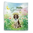 thumbnail image 1 of English Springer Spaniel Hello Spring Time Flower Floral Nature Quilt Blanket Springers Dog Lover Gifts Cozy Comforter Throw Blanket - 02031, 1 of 5