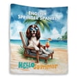 thumbnail image 1 of English Springer Spaniel Hello Summer Beach Theme with Sunglasses and Tropical Cocktail Quilt Blanket Springers Dog Lover Gifts Cozy Comforter Throw Blanket - 00009, 1 of 5
