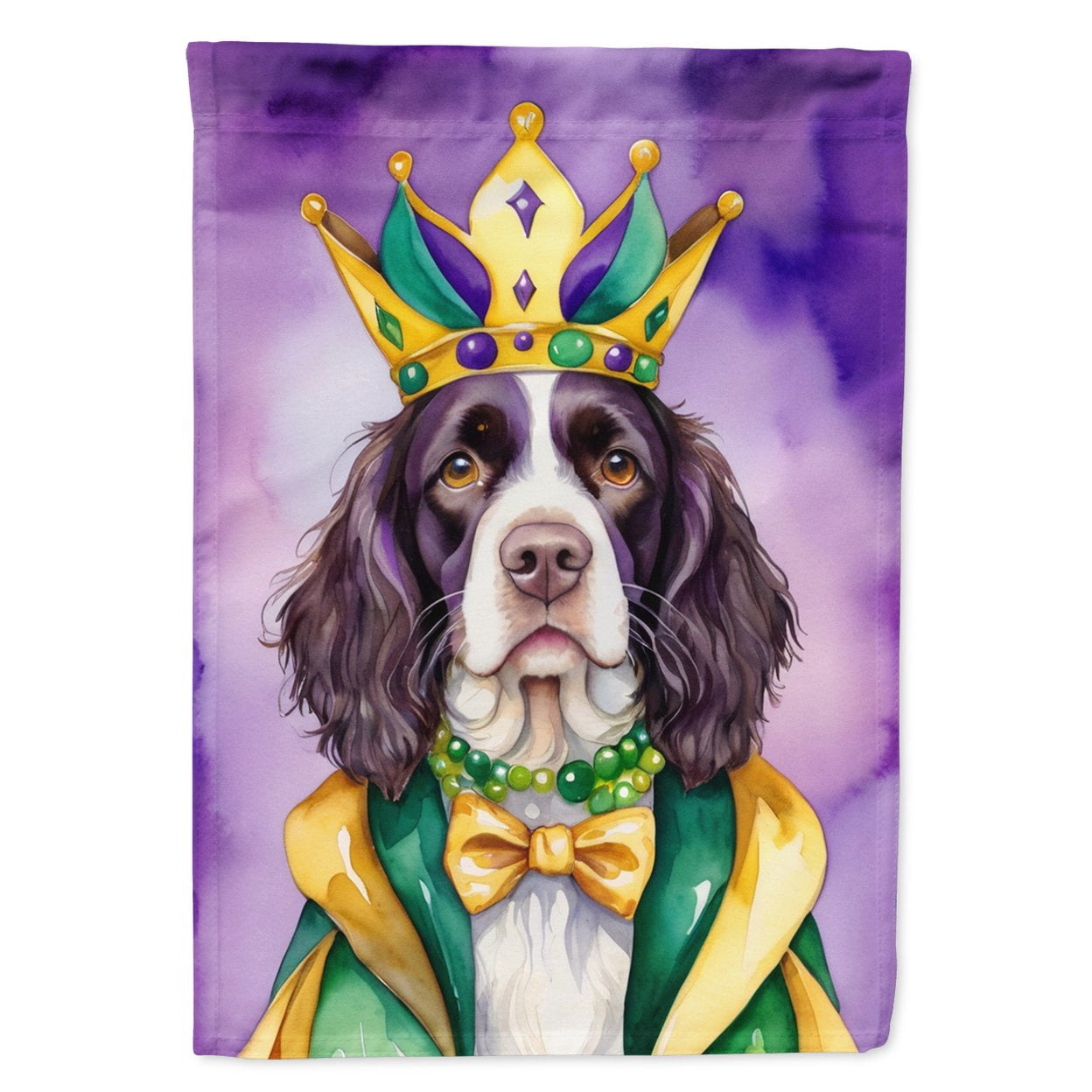 English Springer Spaniel King of Mardi Gras Garden Flag 11.25 in x 15.5 in
