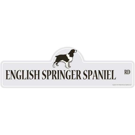 English Springer Spaniel Street Sign | Indoor/Outdoor | Dog Lover Funny Home Décor for Garages, Living Rooms, Bedroom, Offices | SignMission personalized gift | 18" Wide