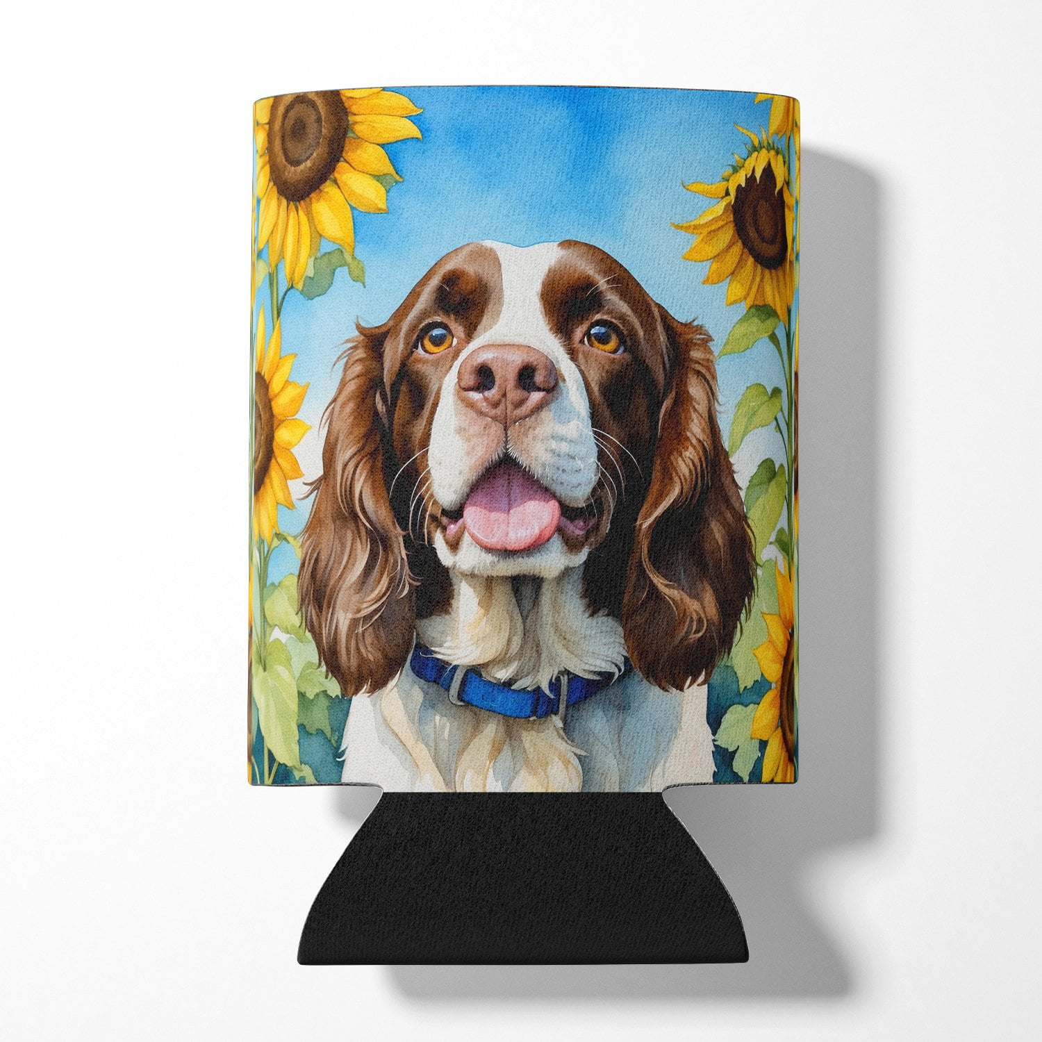English Springer Spaniel in Sunflowers Can or Bottle Hugger 3 in x 5 in