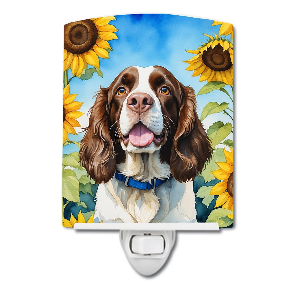 English Springer Spaniel in Sunflowers Ceramic Night Light 4 in x 6 in