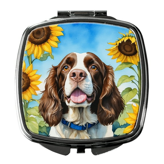 English Springer Spaniel in Sunflowers Compact Mirror 2.75 in x 3 in