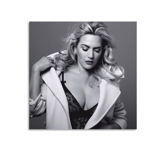 English Stage Actresses Kate Winslet Black And White Sexy Poster-denoise-denoise-denoise-denoise Gifts Canvas Painting Poster Wall Art Decorative Picture Prints Modern Decor 16x16inch(40x40cm)