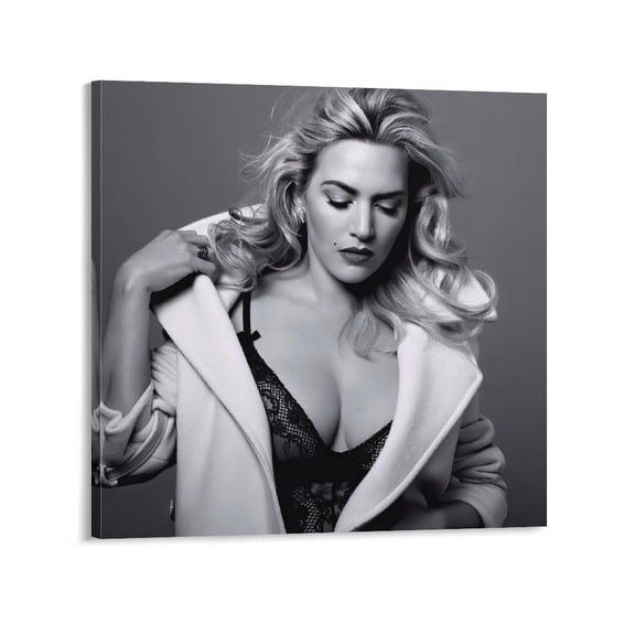 English Stage Actresses Kate Winslet Black And White Sexy Poster-denoise-denoise-denoise-denoise Picture Print Canvas Poster Wall Paint Art Posters Decor Modern Home Artworks Gift 28x28inch(70x70cm)