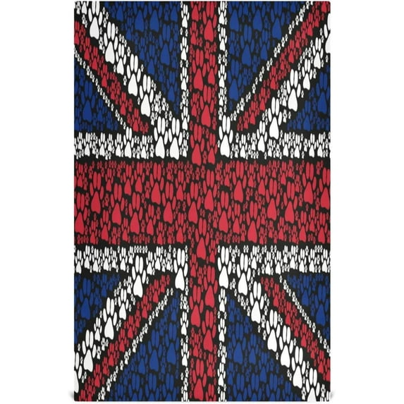 English State Flag Tea Towels Set of 6 Paw Footprint Design Kitchen Dish Cloth with Hanging Loop, 18"x28"Lint-Free Absorbent Towel for Kitchen Drying Wiping and Cleaning