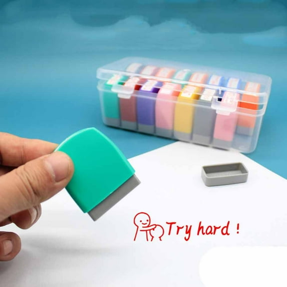 English Student Kids Seal Children Toy Stamps Photosensitive Chapter Scrapbooking Stamper Teaching stamp Encouragement Reward Seal Commentary Stamp 3