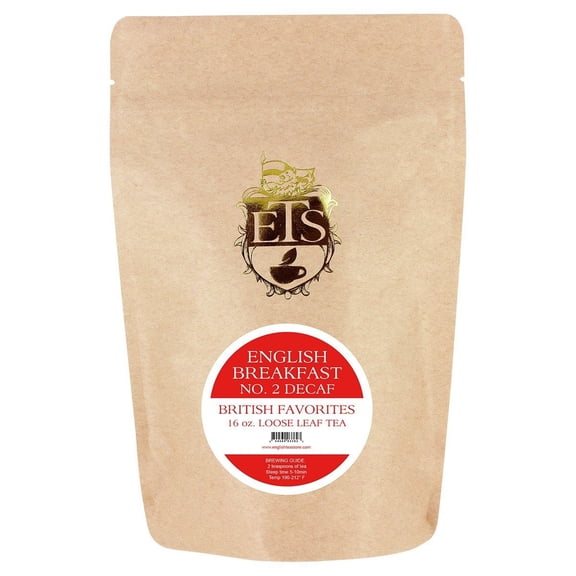 English Breakfast Blend No. 2 - CO2 Decaffeinated Tea Pouches for Loose Tea - 16oz | Sri Lankan FP Leaf | Full-Flavored Medium Body | Caffeine-Free Cup with Floral Aroma | Milk-Friendly Blend