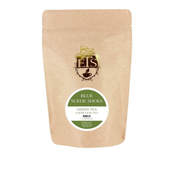 Blue Suede Shoes Green Tea - 16oz | Loose Leaf Chinese Green Tea with Smooth Sweet Flavor and Nutty Notes | No Added Sugar Needed | Hunan Grown | Great for Iced Tea or Hot Brewing with Unique Blend