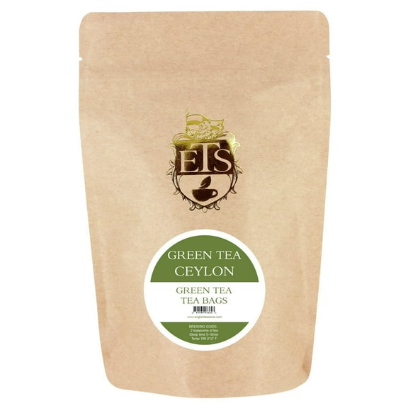 Ceylon Green Tea - Tea Bags - 25 Count | Smooth & Full-Bodied Ceylon Green Tea | 2.75oz Pouch | High Antioxidant | Perfect for Morning & Afternoon Tea