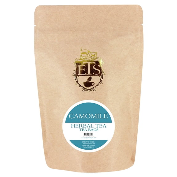 Camomile Herbal Tea Bags | Naturally Caffeine Free Calming Herbal Infusion | 50 Teabag Pouch | Light Floral Flavor | Premium Camomile Blend | Enjoy Hot or Cold Any Time of Day
