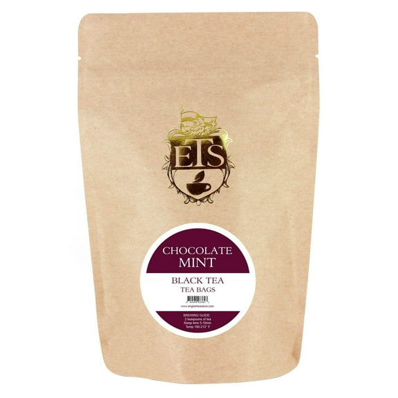 Chocolate Mint Flavored Black Tea Tea Bags 25 Count | Ceylon Black Tea Blend with Chocolate Mint Flavor | Hot or Iced Refreshing Herbal Infusion | Premium Tea Gift Pack