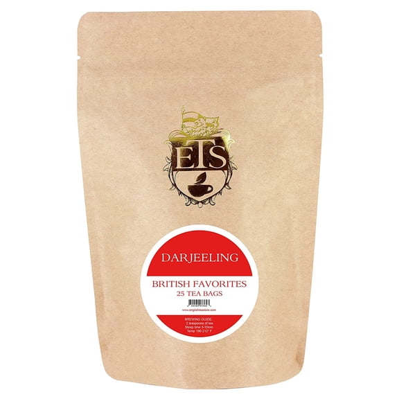 Darjeeling Tea - 25 Teabags | Loose Leaf Flavor in Convenient Bags | Champagne of Teas with Distinctive Aroma | 3.1g Per Bag | Premium Black Tea from India | Smooth Fragrant Taste
