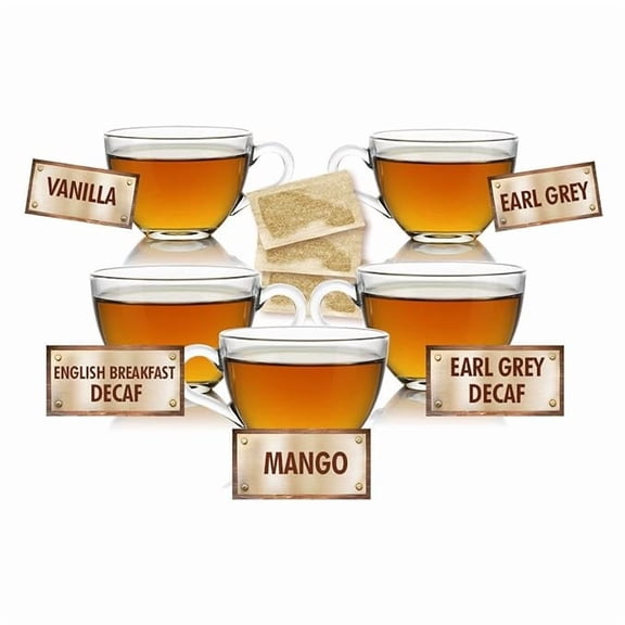 English Tea Store - Delightful Tea Sampler | Set Of 5 Distinct Tea Samplers | Hot Tea Variety Pack Sampler | Peach Apricot, Regular Earl Grey & More Flavored Tea Bags | Tea Packets - 25 Count