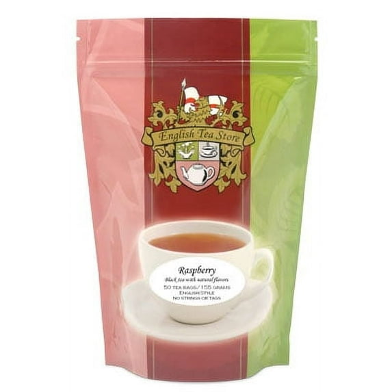 English Tea Store Raspberry Flavored Black Tea Teabags 25 Teabag Pouch ...