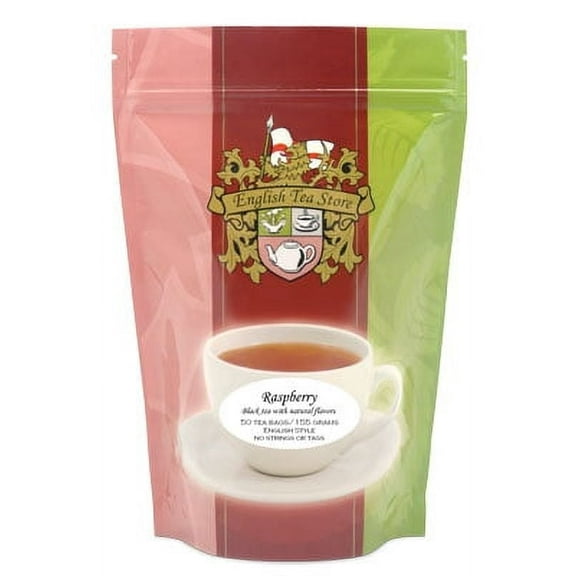 English Tea Store Raspberry Flavored Black Tea Teabags 25 Teabag Pouch