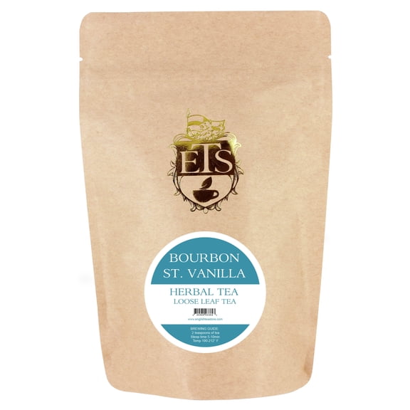 Bourbon St Vanilla Rooibos Tea - Caffeine Free Herbal Blend | Smooth Vanilla & Cinnamon Flavor | Loose Leaf Pouch | 4oz Bulk Pack | Naturally Sweet South African Red Bush Tea | Nut Ingredient Notice
