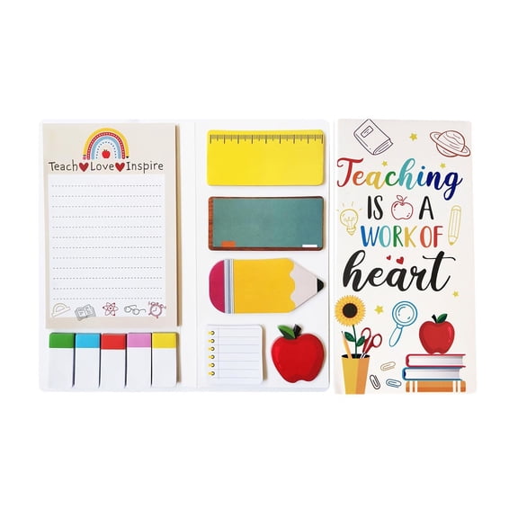 English Teacher Appreciation Sticky Notes, Heart Theme Self-Stick Memo Pads for Class Rewards, Creative Educator Appreciation Week Gift，White