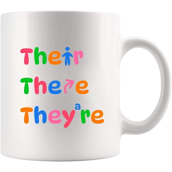 Their There They're English Teacher Gifts from Students Editors Writers Teacher Appreciation Day Gifts Grammar Mugs Funny Coffee Ceramic Mug 11 oz White