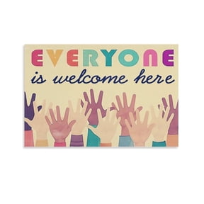 English Text Everyone Is Welcome Here Posters Canvas Aesthetic And Decor Poster For Bedroom Living Room Bathroom Kitchen Office Decor