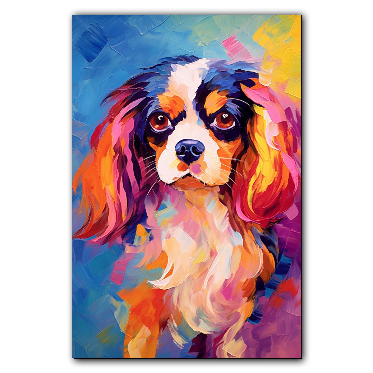 English Toy Spaniel Canvas Wall Art Colorful Pet Canvas Oil Painting ...