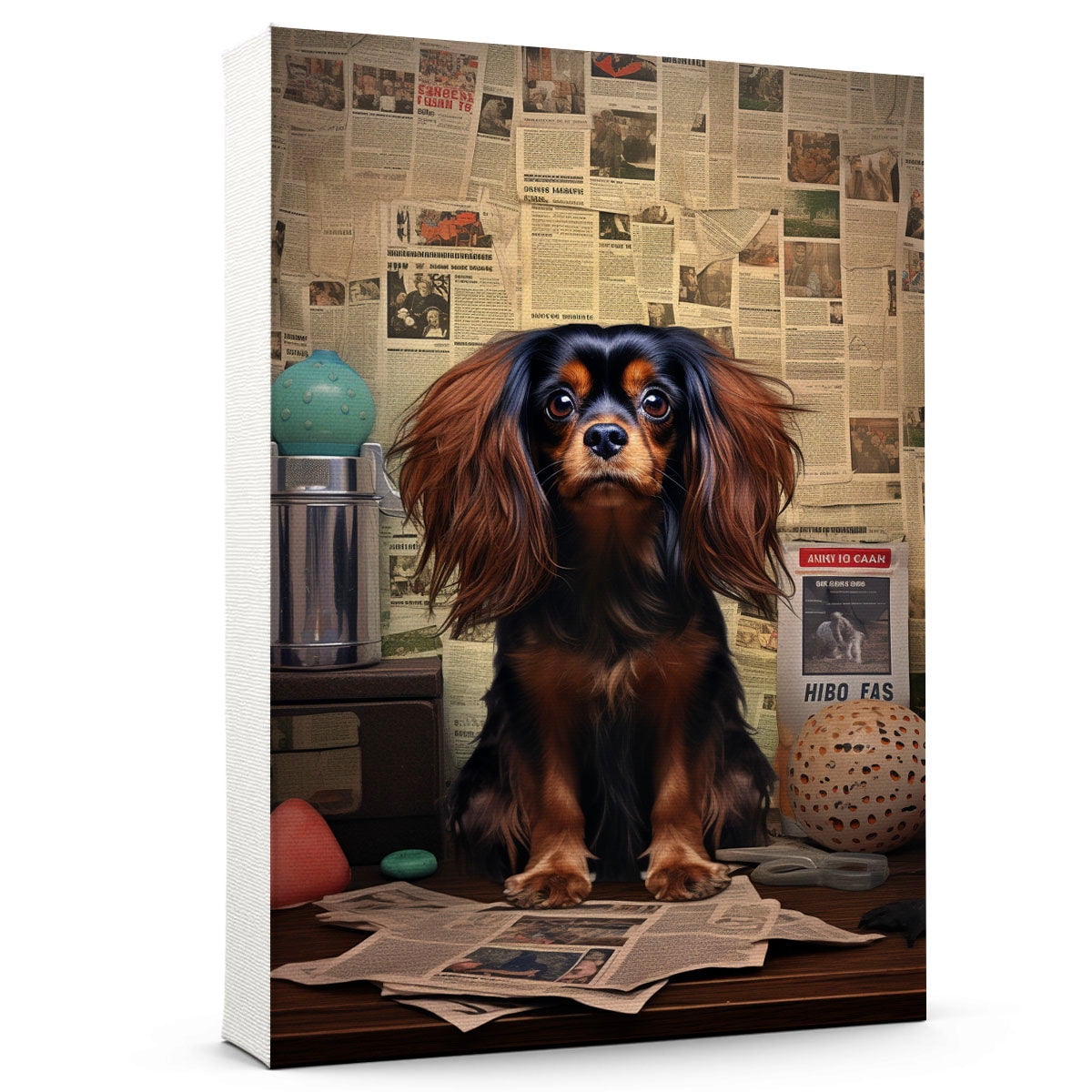 English Toy Spaniel Canvas Wall Art for Bathroom, Funny Dog Canvas ...