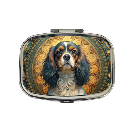English Toy Spaniel Dog Art Nouveau Small Travel Handbag Pill Box Case