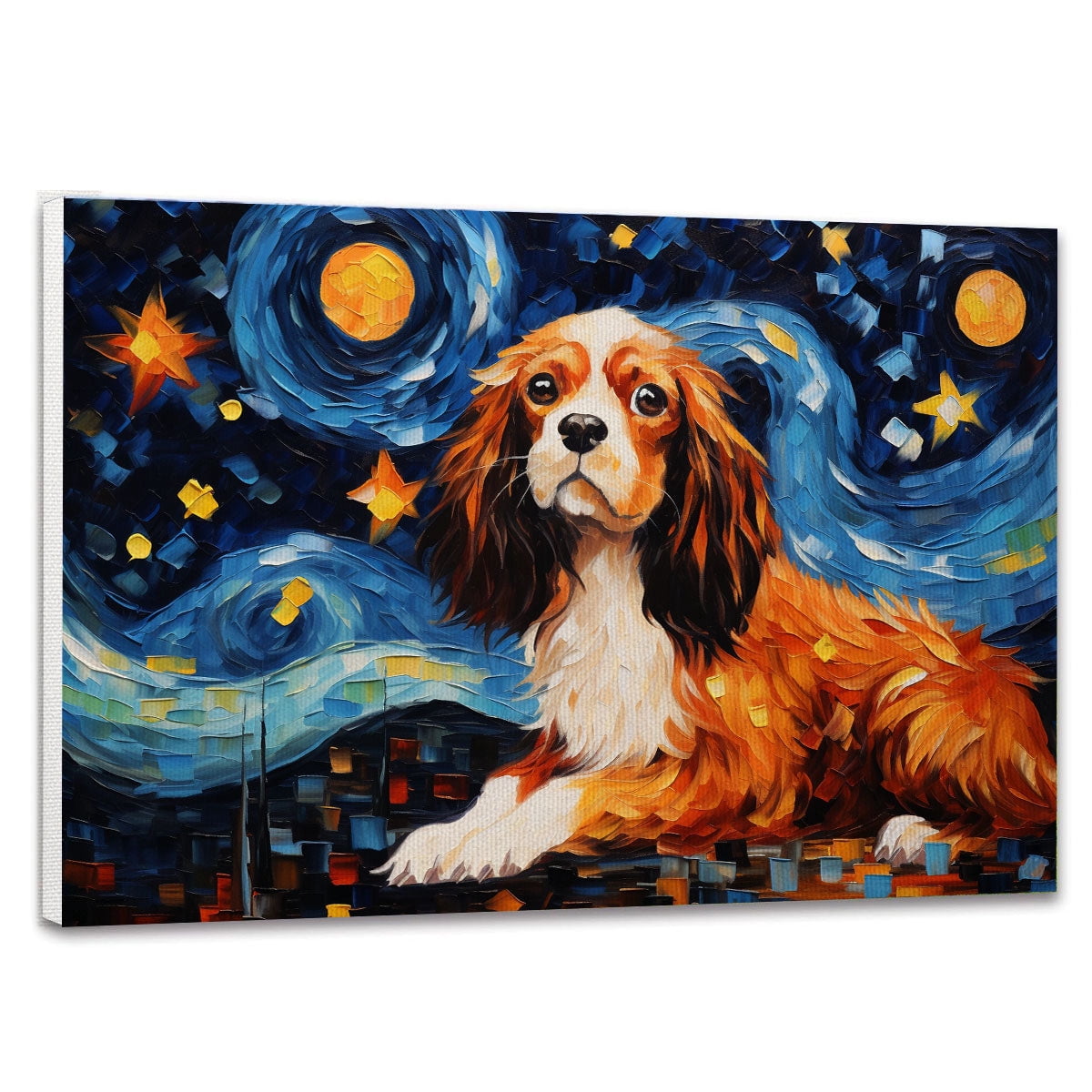 English Toy Spaniel Dog Canvas Van Gogh Starry Night Wall Art Gifts ...