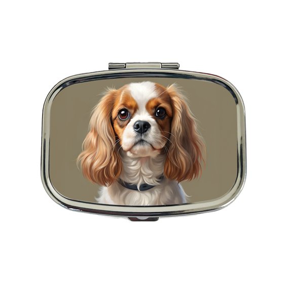 English Toy Spaniel Dog Illustration Small Travel Handbag Pill Box Case