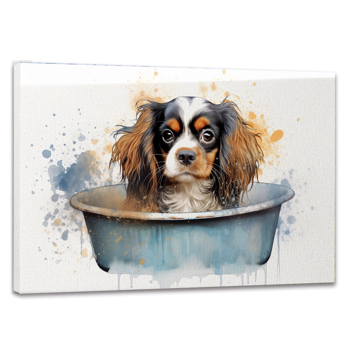 English Toy Spaniel Dog Wall Art for Bathroom, Funny Animal Canvas ...
