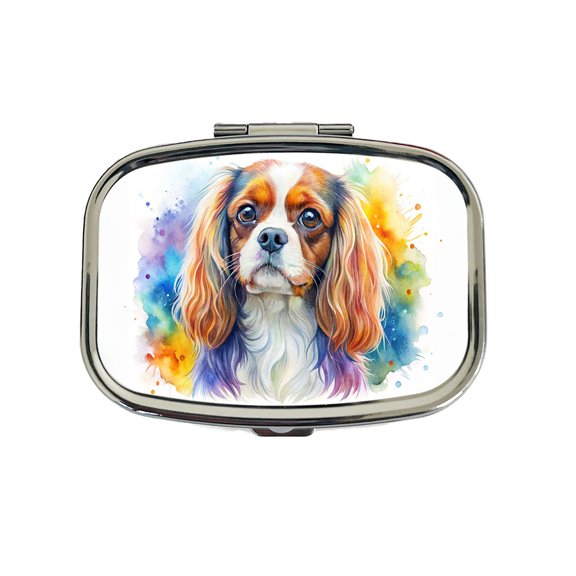 English Toy Spaniel Dog Watercolor Style Small Travel Handbag Pill Box Case