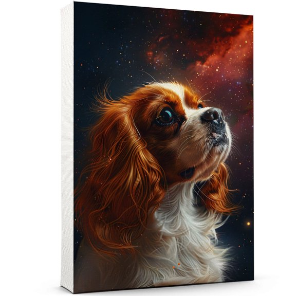 English Toy Spaniel Space Poster Wall Art Funny Dog - English Toy Spaniel Dog Canvas Wall Art For Bedroom Decor - Vintage Room Decor - Birthday Gifts For Teen Girls
