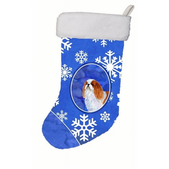 English Toy Spaniel Winter Snowflakes Christmas Stocking