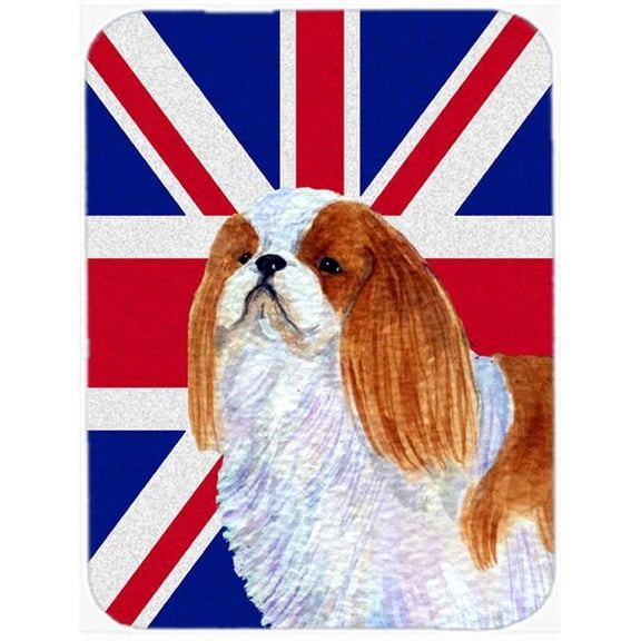 English Toy Spaniel With English Union Jack British Flag Glass Cutting Board - Large