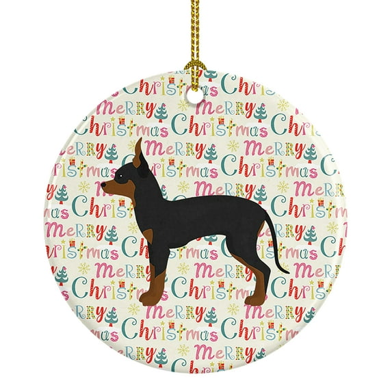 English Toy Terrier #1 Merry Christmas Ceramic Ornament 2.8 in x 2.8 in