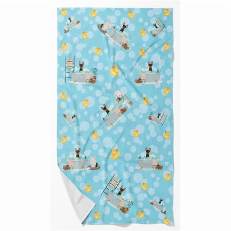 English Toy Terrier in Bathtub Bath Towel Large 24 in x 42 in