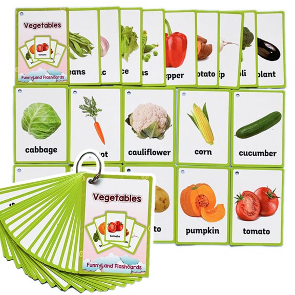 English Vegetable Word Picture Cards Set For Early Learning Vocabulary Card With Real Photos For Vocabulary Buildin