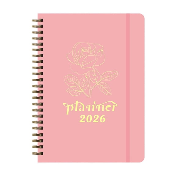 English Version Bound Planner 2026, Elastic Closure Organizer, Long-Term Schedule Book for Productivity, Career Tracking, Personal Life, Black, Cross-Border English Planner *1